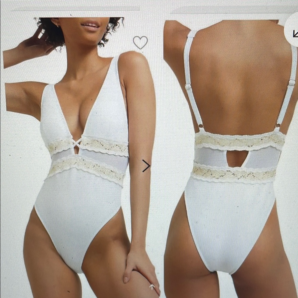 River island White Lace / gold TrimOne-Piece Swimsuit